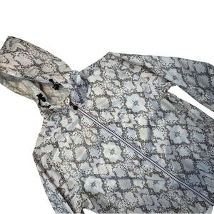 08 Snakeskin Windbreaker Jacket Women's XL White Grey Excellent Full Zip Hooded